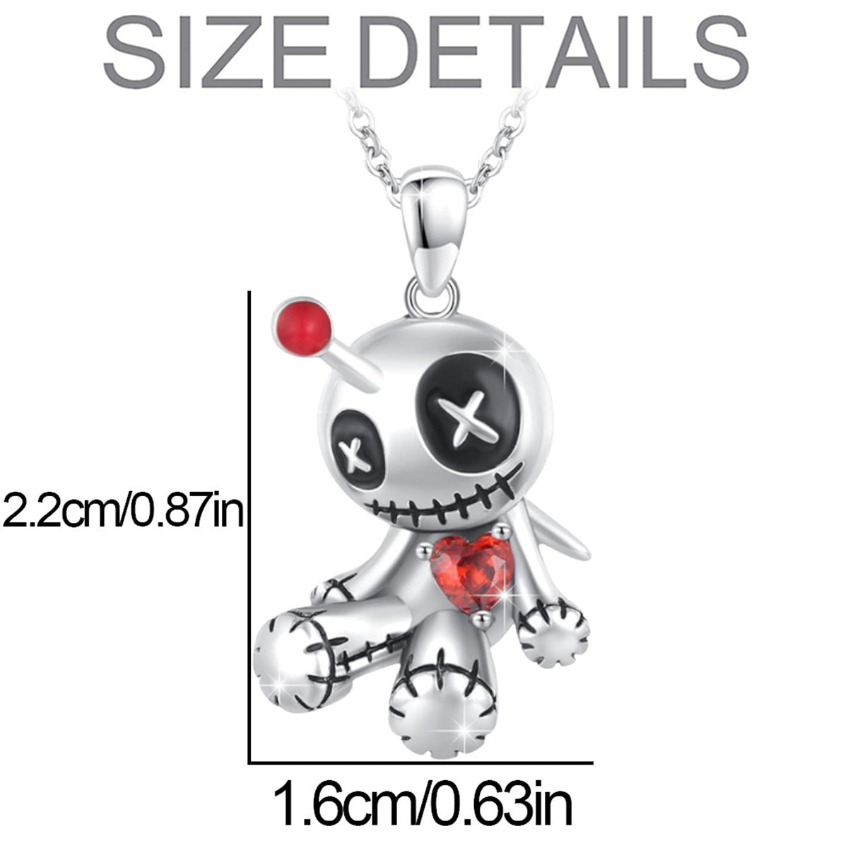 Cartoon Red Heart Voodoo Doll Necklace