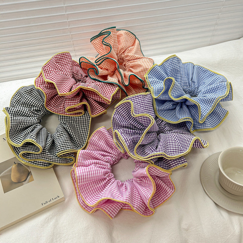 Women's Mori Style Floral Plaid Hair Ring Scrunchie