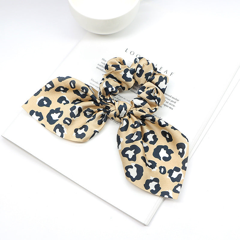 Ribbon Ponytail Large Intestine Leopard Hair Band