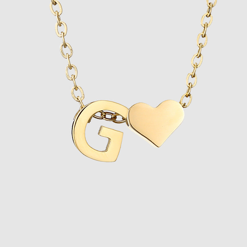 Simple Heart-shaped Letter Pendant Women's Gold-plated Necklace Clavicle Chain