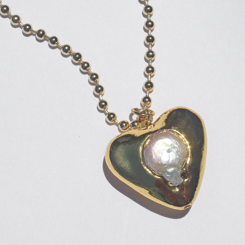 Love Resin Necklace Geometric Peach Heart Pendant