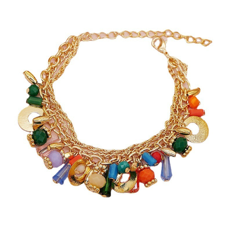 Bohemian Glass Crystal Mixed Color Multi-layer Bead Bracelet