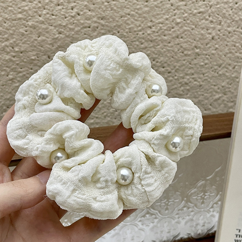 Cream Pearl Large Scrunchies