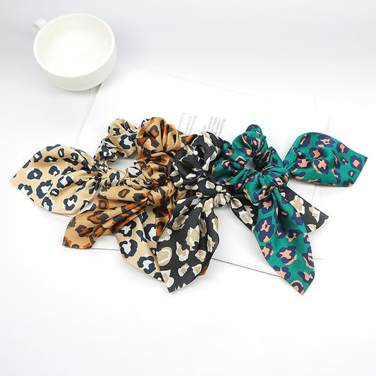 Ribbon Ponytail Large Intestine Leopard Hair Band