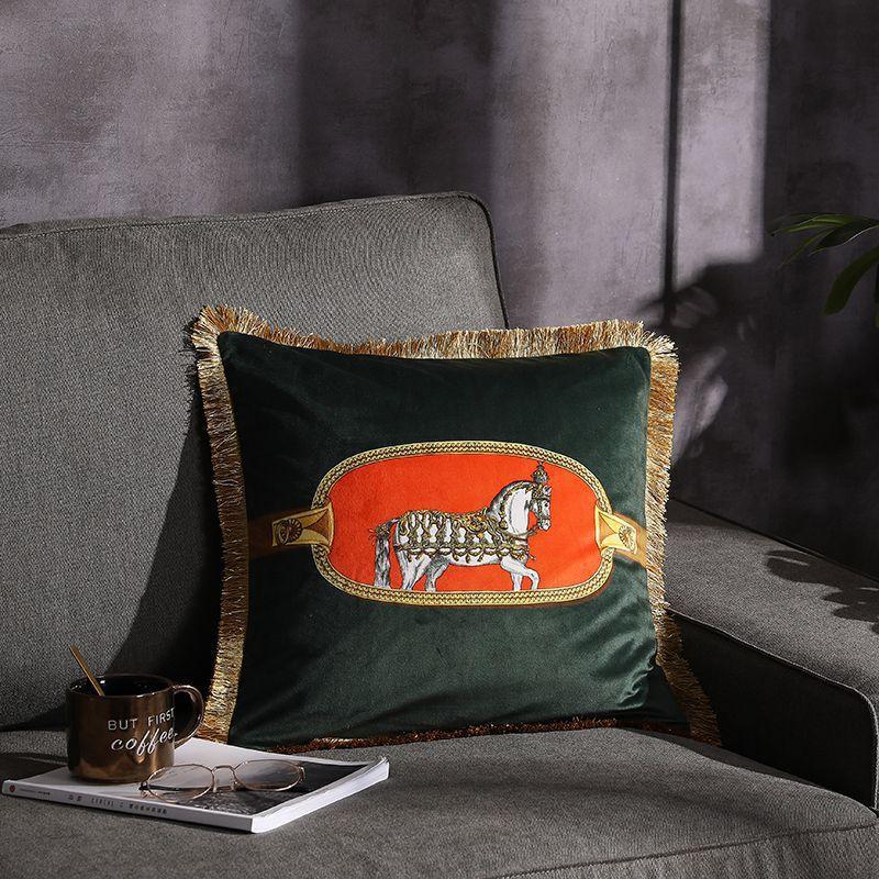 Double-sided Printed Fringe Pillow Sofa Cushion