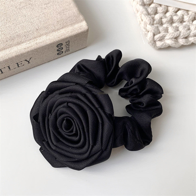 Satin Rose Large Intestine Hair Ring For Women